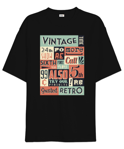 Vintage Poster V2 Siyah Oversize Unisex Tişört