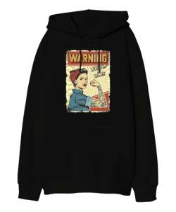 Vintage Poster - Woman At Work Siyah Oversize Unisex Kapüşonlu Sweatshirt