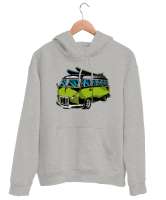 Vintage Retro Minibüs Gri Unisex Kapşonlu Sweatshirt - Thumbnail