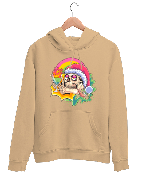 Tisho - Vintage Retro Skull - Eğlenen Kafatası Camel Unisex Kapşonlu Sweatshirt