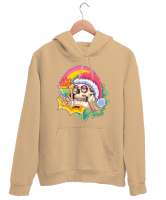 Vintage Retro Skull - Eğlenen Kafatası Camel Unisex Kapşonlu Sweatshirt - Thumbnail