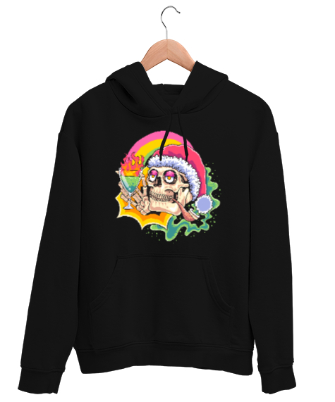 Tisho - Vintage Retro Skull - Eğlenen Kafatası Siyah Unisex Kapşonlu Sweatshirt