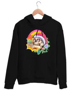 Vintage Retro Skull - Eğlenen Kafatası Siyah Unisex Kapşonlu Sweatshirt