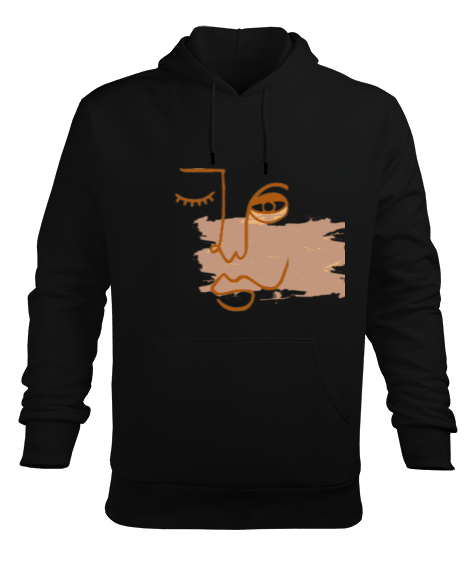 VİNTAGE TEK GÖZÜ KAPALI FİGÜR Siyah Erkek Kapüşonlu Hoodie Sweatshirt