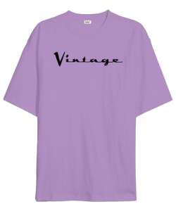 Vintage Yazım Text V1 Lila Oversize Unisex Tişört