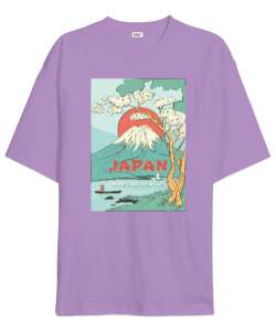 Visit Japan Lila Oversize Unisex Tişört