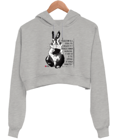 Vivisection Grey Kadın Crop Hoodie Kapüşonlu Sweatshirt