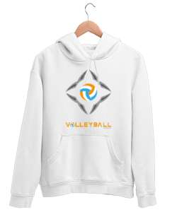 Voleybol 1 Beyaz Unisex Kapşonlu Sweatshirt