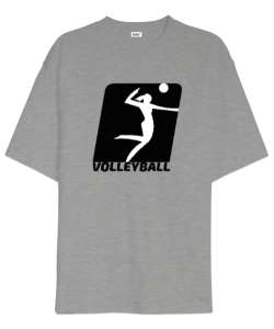 Volleyball - Voleybol Gri Oversize Unisex Tişört