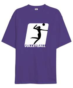 Volleyball - Voleybol Mor Oversize Unisex Tişört