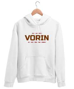 VORIN: Strength Within Beyaz Unisex Kapşonlu Sweatshirt