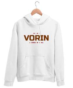 VORIN: Who Am I Beyaz Unisex Kapşonlu Sweatshirt