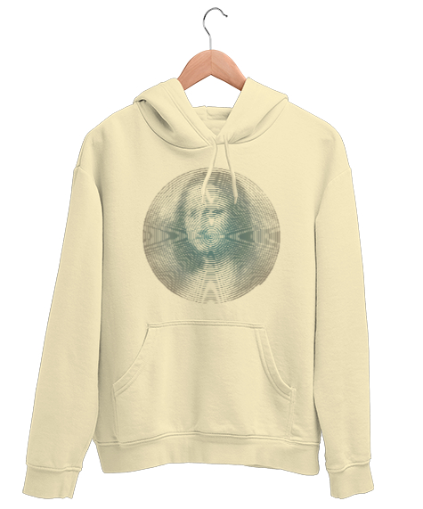 Tisho - Vorteks Mona Lisa Çizim Krem Unisex Kapşonlu Sweatshirt