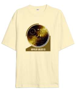 Voyager Golden CD - Altın Bilgi CDsi Krem Oversize Unisex Tişört