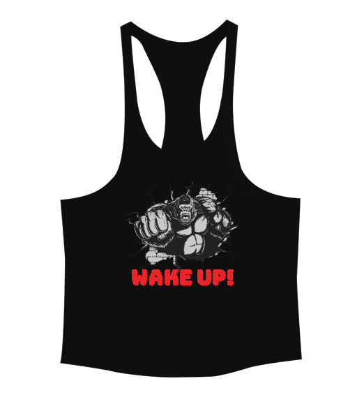 WAKE UP Siyah Erkek Tank Top Atlet