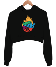 WALK THROUGH THE FIRE Kadın Crop Hoodie Kapüşonlu Sweatshirt