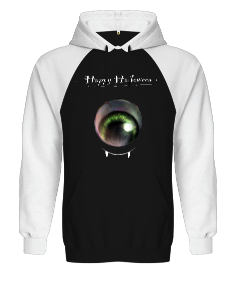 Wampire Eye - Halloween Siyah/Beyaz Orjinal Reglan Hoodie Unisex Sweatshirt