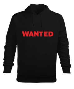 WANTED yazılı Erkek Kapüşonlu Hoodie Sweatshirt