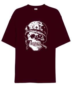 War Soldier Skull - Asker Bordo Oversize Unisex Tişört