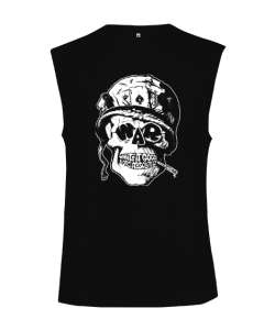 War Soldier Skull - Asker Siyah Kesik Kol Unisex Tişört