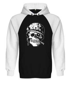 War Soldier Skull - Asker Siyah/Beyaz Orjinal Reglan Hoodie Unisex Sweatshirt