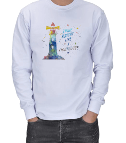 Watercolor Lighthouse ERKEK SWEATSHIRT