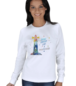 Watercolor Lighthouse KADIN SWEATSHIRT