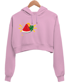 Watermelon Kadın Crop Hoodie Kapüşonlu Sweatshirt