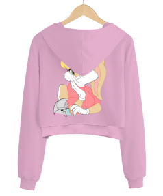 WE GOT THE PINK Baskılı Crop Sweatshirt Kadın Crop Hoodie Kapüşonlu Sweatshirt - Thumbnail