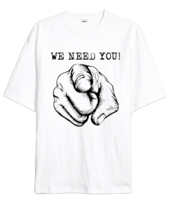 We Need You Baskılı Oversize Unisex Tişört