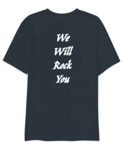 We Will Rock You Rockçı İskeletler Füme Oversize Unisex Tişört