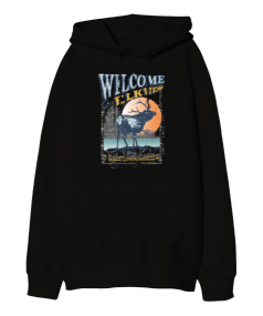 Welcome Elkview Alaska Tasarım Baskılı Oversize Unisex Kapüşonlu Sweatshirt