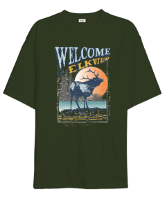 Welcome Elkview Alaska Tasarım Baskılı Oversize Unisex Tişört