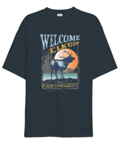 Welcome Elkview Alaska Tasarım Baskılı Oversize Unisex Tişört