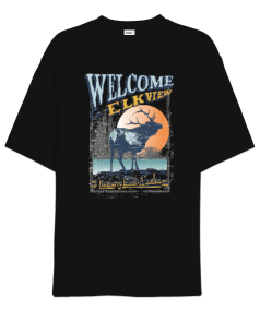 Welcome Elkview Alaska Tasarım Baskılı Oversize Unisex Tişört