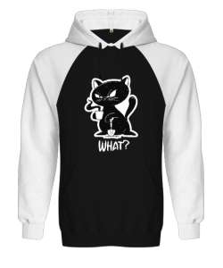 What - Ne Var? Siyah/Beyaz Orjinal Reglan Hoodie Unisex Sweatshirt