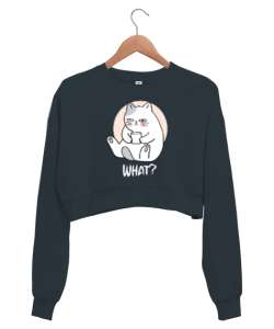 What - Ne Var? Füme Kadın Crop Sweatshirt