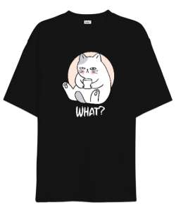 What - Ne Var? Siyah Oversize Unisex Tişört