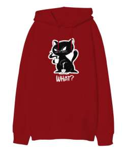 What - Ne Var? Kırmızı Oversize Unisex Kapüşonlu Sweatshirt