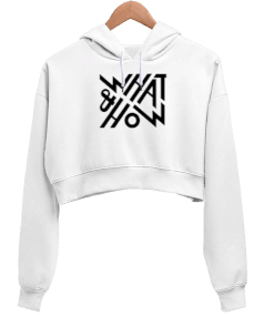 WHATHOW Kadın Crop Hoodie Kapüşonlu Sweatshirt