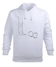 White Erkek Kapüşonlu Hoodie Sweatshirt