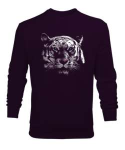 White Tiger - Beyaz Kaplan Koyu Mor Erkek Sweatshirt