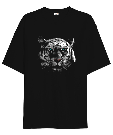 Tisho - White Tiger - Beyaz Kaplan Siyah Oversize Unisex Tişört