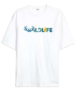 Wild Life - Vahşi Yaşam Beyaz Oversize Unisex Tişört