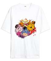 Winnie The Pooh Beyaz Oversize Unisex Tişört - Thumbnail