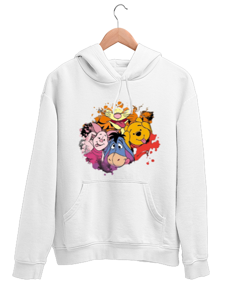 Tisho - Winnie The Pooh Kapüşonlu Beyaz Unisex Kapşonlu Sweatshirt