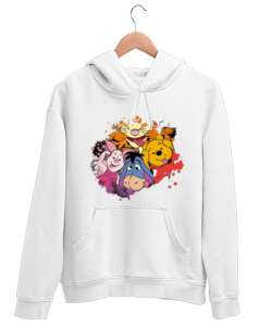 Winnie The Pooh Kapüşonlu Beyaz Unisex Kapşonlu Sweatshirt