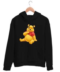 winnie the pooh Siyah Unisex Kapşonlu Sweatshirt