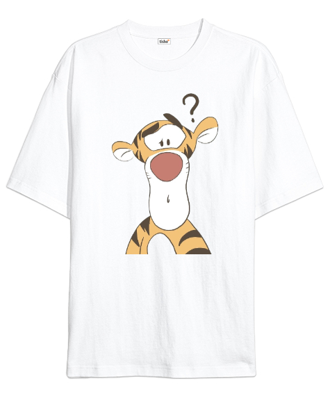 Tisho - Winnie The Pooh Tigger Beyaz Oversize Unisex Tişört