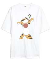 Winnie The Pooh Tigger Beyaz Oversize Unisex Tişört - Thumbnail